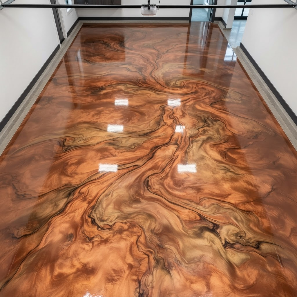 Copper Penny Metallic — Metallic garage floor finish