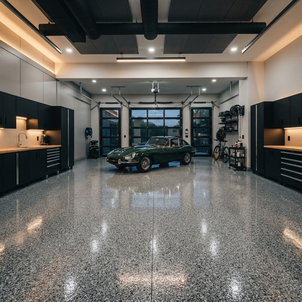 Completed epoxy floor coating project
